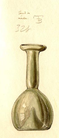 328, glass bottle, round bottom, lipped top, found in london